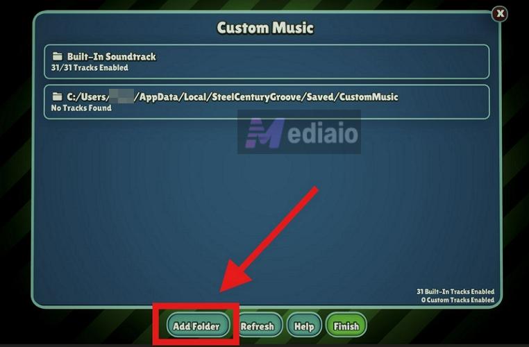 select folders | Put Your Own Music in Steel Century Groove