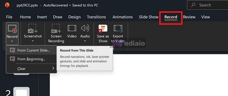 start from the beginning | Record Audio on PowerPoint Computer