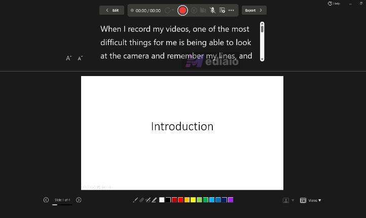 choose Teleprompter | Record Audio on PowerPoint Computer