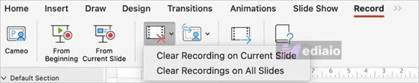 select Clear Recording on Current Slide | Record Audio on PowerPoint Computer