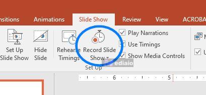 choose Record Slide Show | Record Audio on PowerPoint Computer
