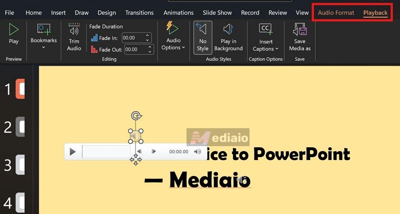 click speaker icon | Record Audio on PowerPoint Computer