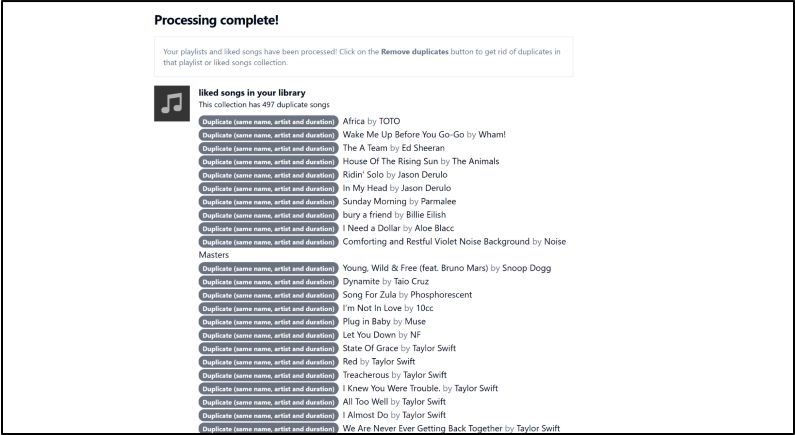 displayed duplicates | Remove Duplicates from Spotify Playlists