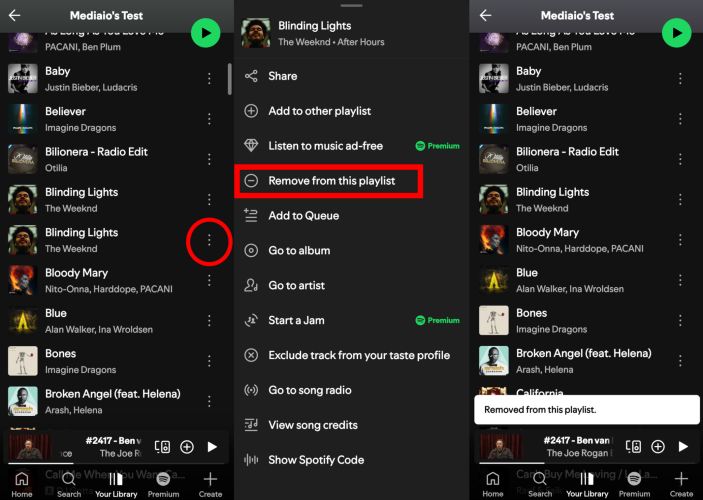 tap three dots | Remove Duplicates from Spotify Playlists