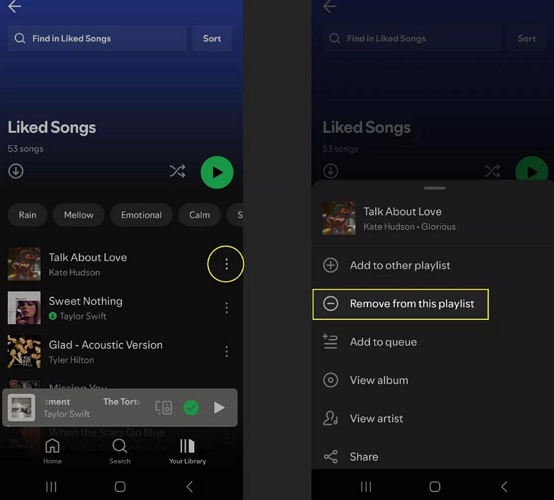 choose Remove from this playlists phone | Remove Songs from Spotify Playlists