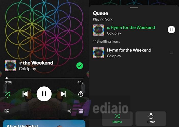 Now Playing screen | Repeat a Song on Spotify