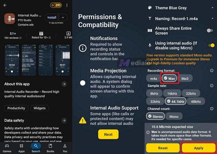 launch Internal Audio Recorder | Rip Music from YouTube