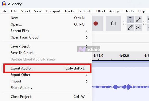 choose Export Audio | Rip Music from YouTube