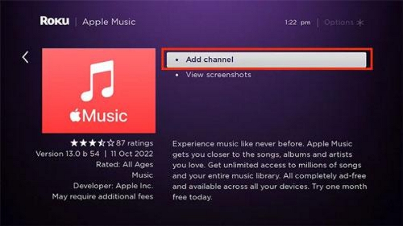 Roku Store Channel | how to get apple music on t