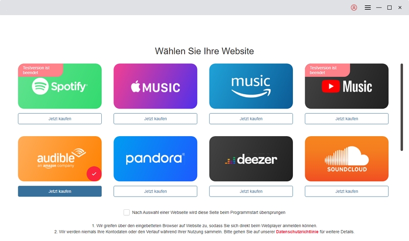 klicken Sie auf Audible
