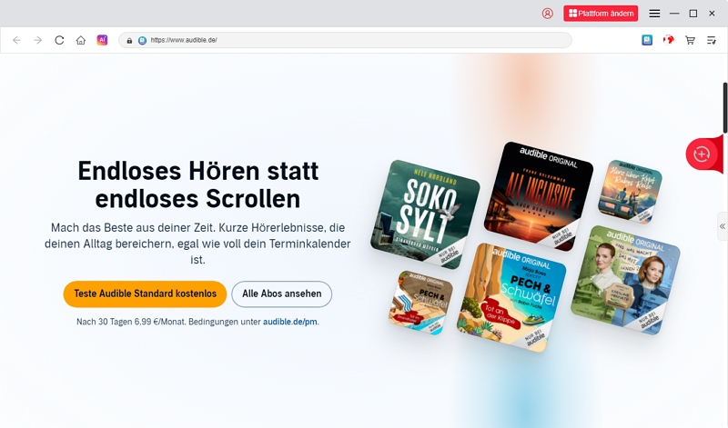Bei Audible anmelden