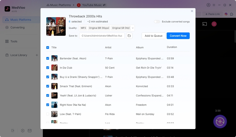 choose output format | Rip Music from YouTube