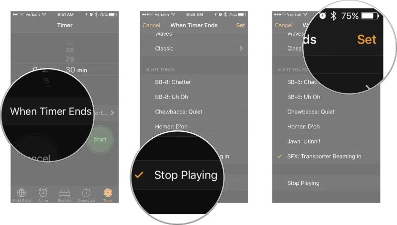 tap Set | Set Sleep Timer on Spotify