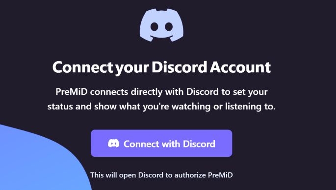 click Connect with Discord | Show What You're Listening to on YouTube Music on Discord