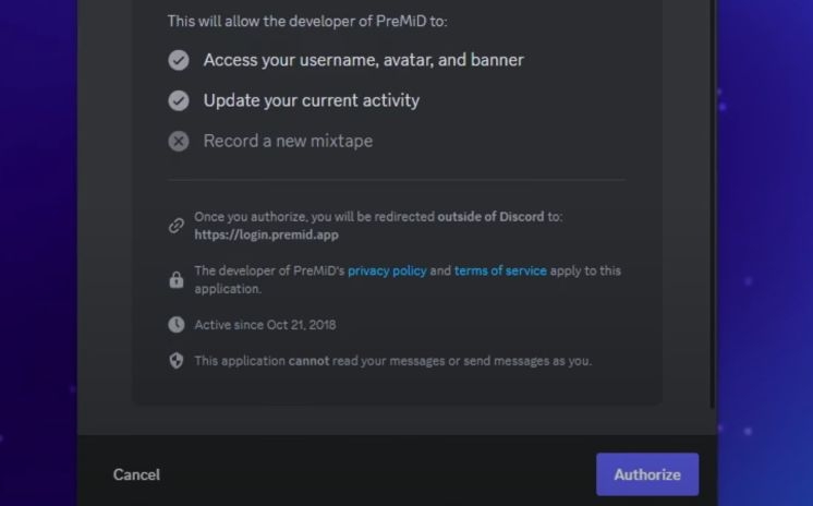 authorize access | Show What You're Listening to on YouTube Music on Discord