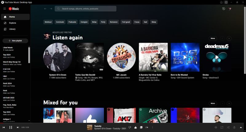 loaded YouTube Music library | Show What You're Listening to on YouTube Music on Discord