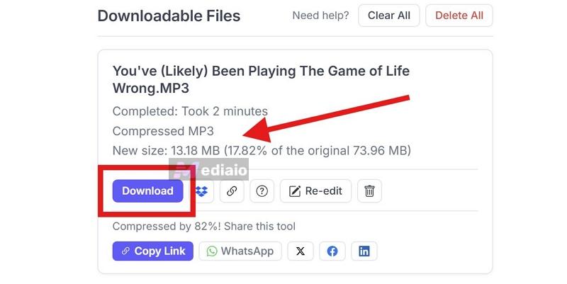 use Download | Shrink MP3 File Size
