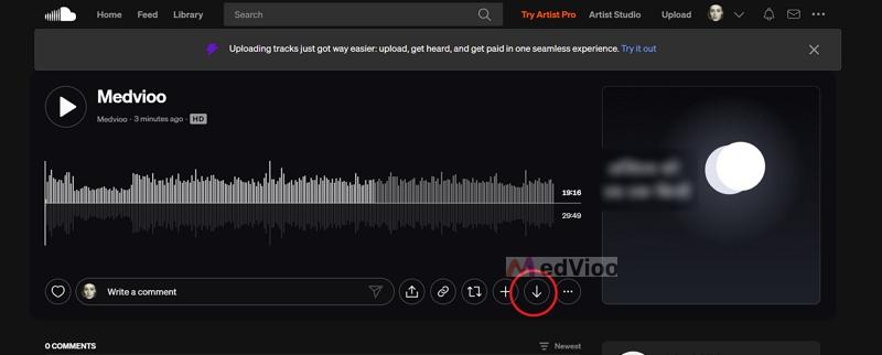 click down arrow | SoundCloud to FLAC