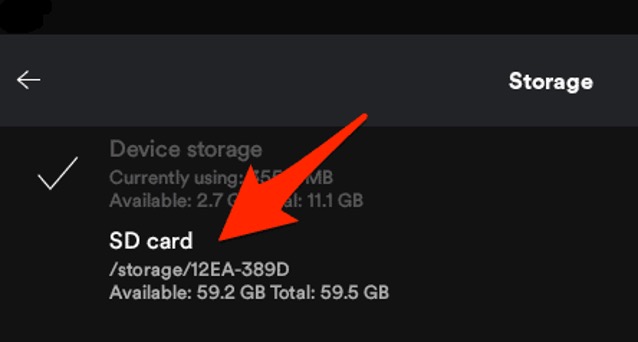 SD card storage location | Why Is Spotify So Slow