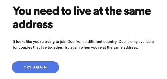 You need to live at the same address | How Does Spotify Duo Work