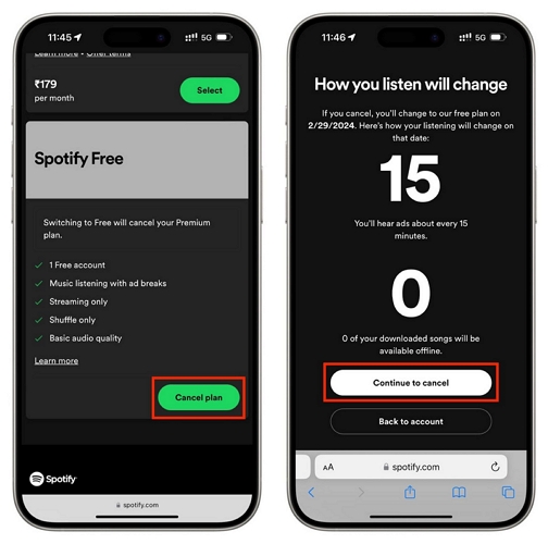 select Cancel Plan | How Does Spotify Duo Work