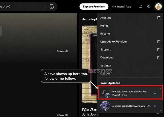 Your Updates feed of playlist owner