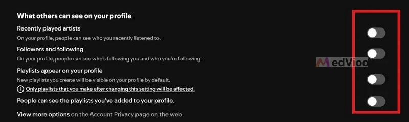 turn off profile visibility options