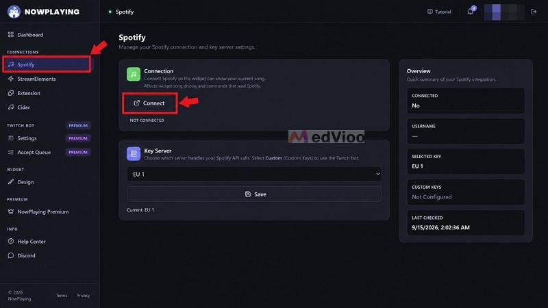 click Connect | Spotify Overlays for OBS