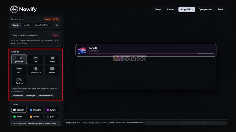 select Custom | Spotify Overlays for OBS