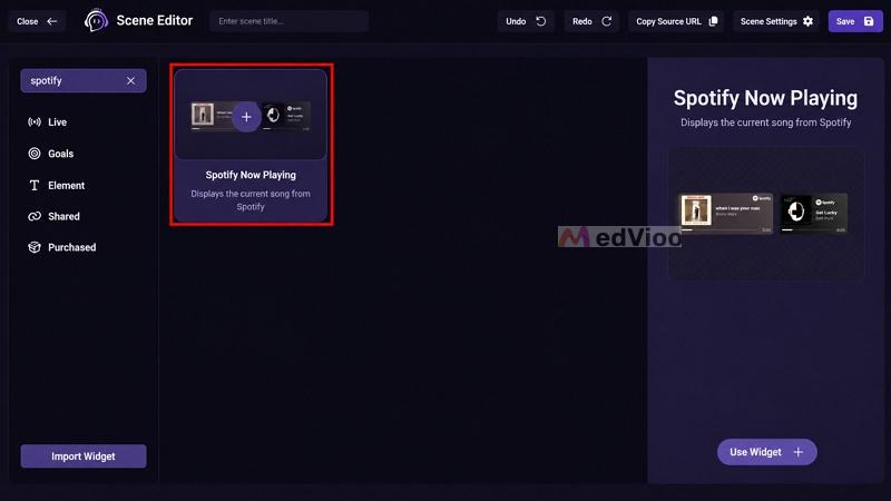 select Use Widget | Spotify Overlays for OBS