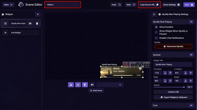click Copy Source URL | Spotify Overlays for OBS
