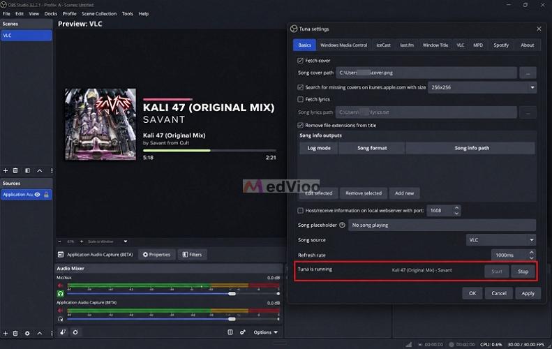 Tuna settings | Spotify Overlays for OBS