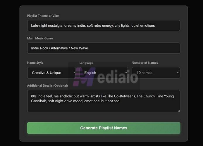 tap Generate playlist name | Spotify Playlist Name Generators