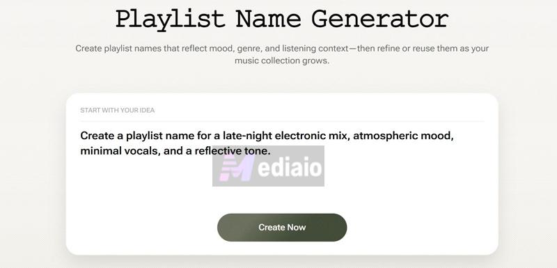 click Create Now | Spotify Playlist Name Generators