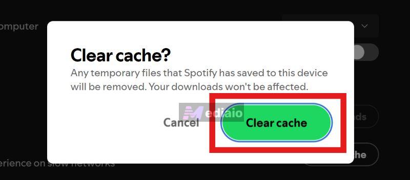 confirm cache clearing | Spotify Search Not Working