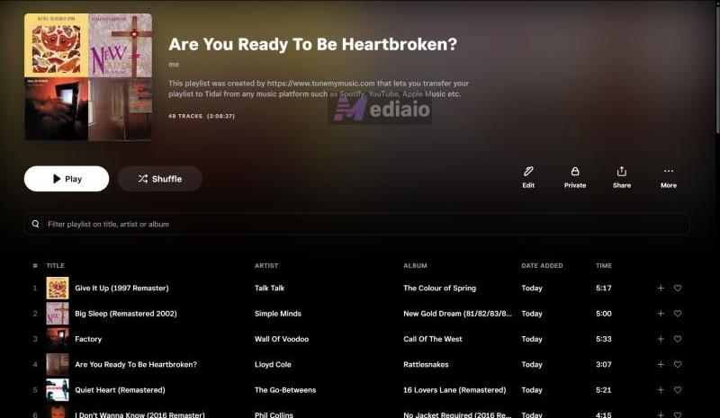 private playlist | Transfer Spotify Playlists to TIDAL