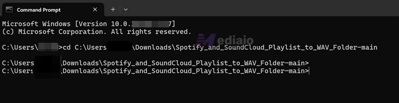 type Cd the path | Spotify to WAV