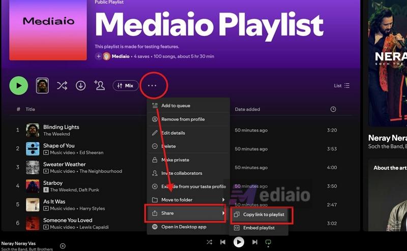 choose Copy link to playlist | Spotify Track Downloaders