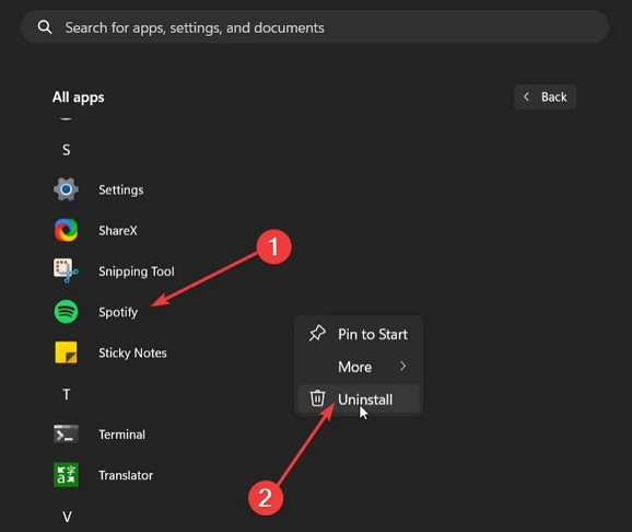 choose Uninstall | Why Is Spotify So Slow