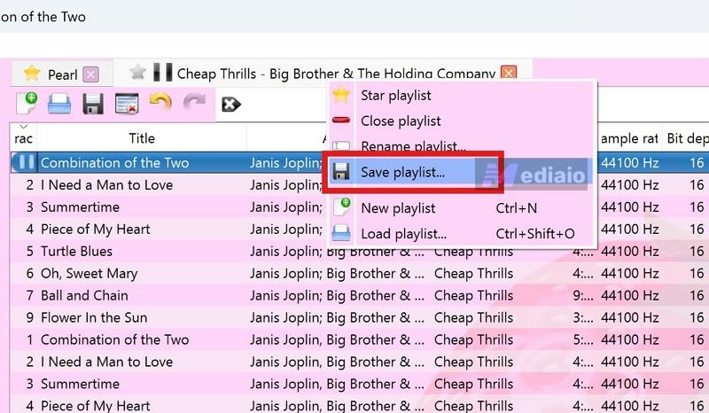 click Save playlists | Strawberry Music Player