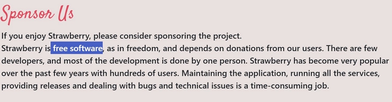 support developers | Strawberry Music Player