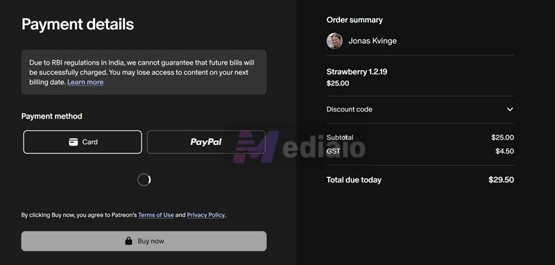 complete payment | Strawberry Music Player