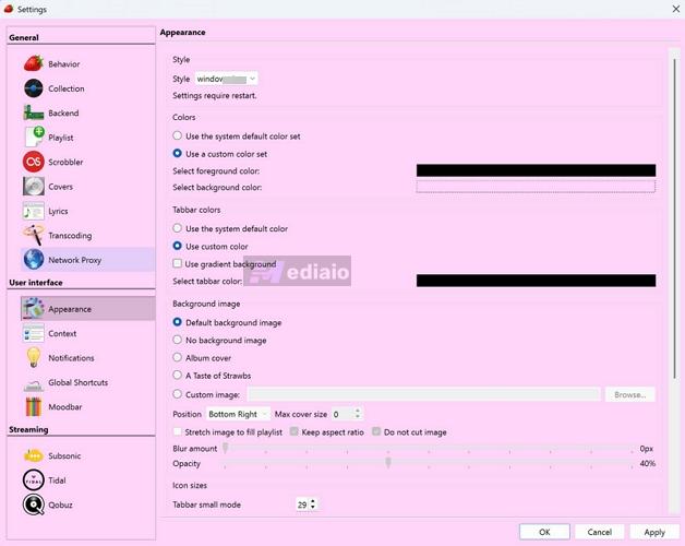 shape UI | Strawberry Music Player