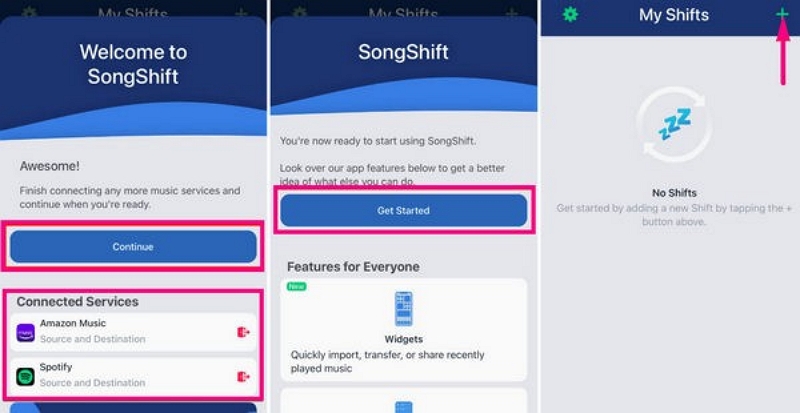 create a new shift | amazon music to spotify