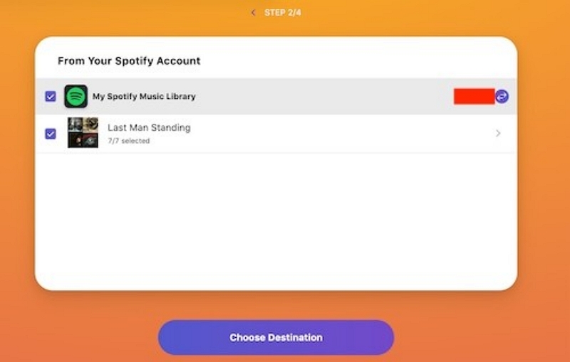 Choose Destination | amazon music to spotify