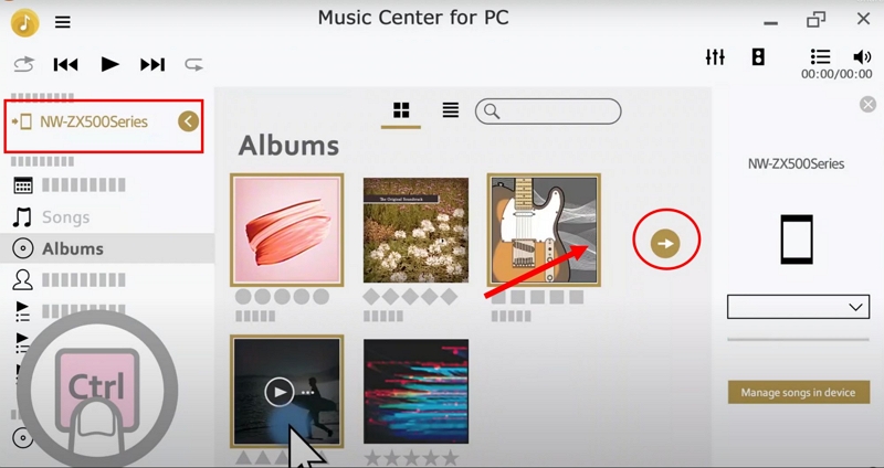click arrow | Transfer Music to MP3 Player