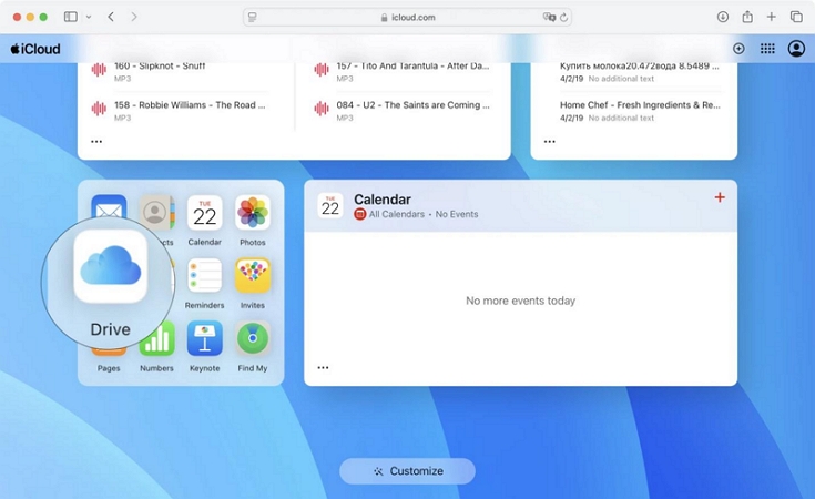 choose iCloud Drive | Transfer Music from PC to iPhone Without iTunes