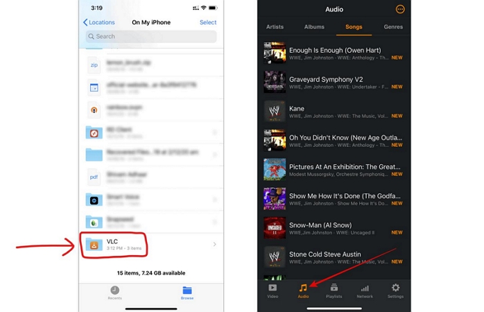 switch to Audio in VLC | Transfer Music from PC to iPhone Without iTunes