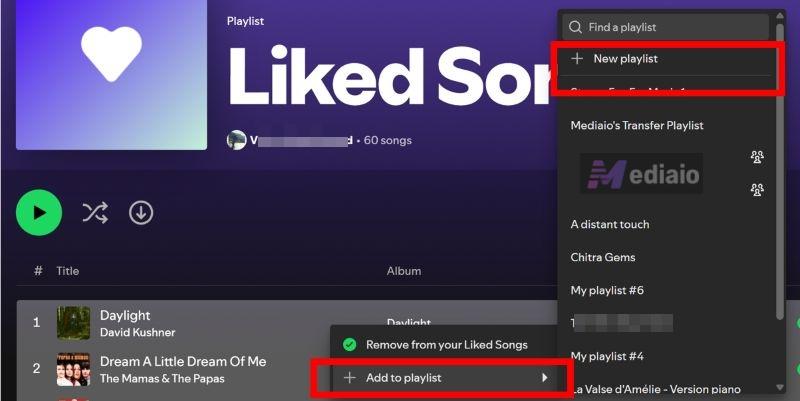 select New playlist | Transfer Spotify Playlist to Another Spotify Account