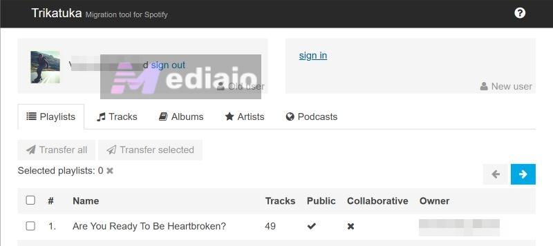 click sign in | Transfer Spotify Playlist to Another Spotify Account